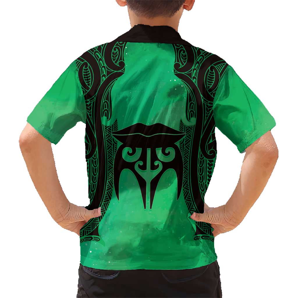 Personalised Moko Kauae New Zealand Kid Hawaiian Shirt Maori Chin Tattoo Green - Aussie Hoodie