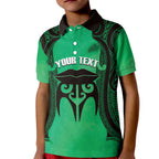 Personalised Moko Kauae New Zealand Kid Polo Shirt Maori Chin Tattoo Green - Aussie Hoodie