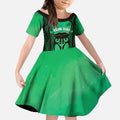 Personalised Moko Kauae New Zealand Kid Short Sleeve Dress Maori Chin Tattoo Green - Aussie Hoodie