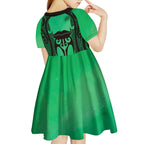 Personalised Moko Kauae New Zealand Kid Short Sleeve Dress Maori Chin Tattoo Green - Aussie Hoodie
