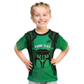 Personalised Moko Kauae New Zealand Kid T Shirt Maori Chin Tattoo Green - Aussie Hoodie