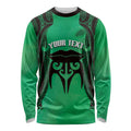 Personalised Moko Kauae New Zealand Long Sleeve Shirt Maori Chin Tattoo Green - Aussie Hoodie