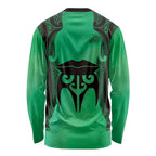 Personalised Moko Kauae New Zealand Long Sleeve Shirt Maori Chin Tattoo Green - Aussie Hoodie