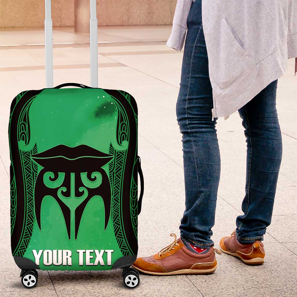 Personalised Moko Kauae New Zealand Luggage Cover Maori Chin Tattoo Green - Aussie Hoodie