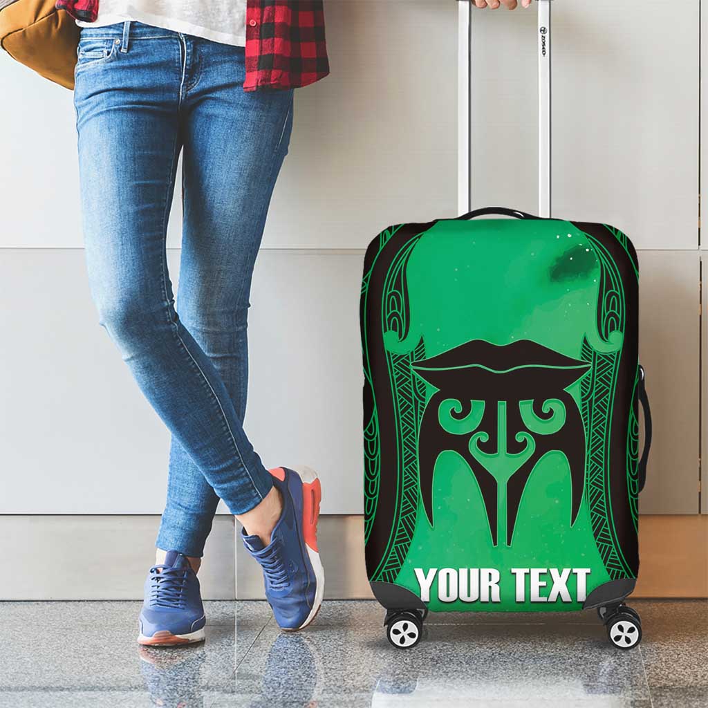 Personalised Moko Kauae New Zealand Luggage Cover Maori Chin Tattoo Green - Aussie Hoodie