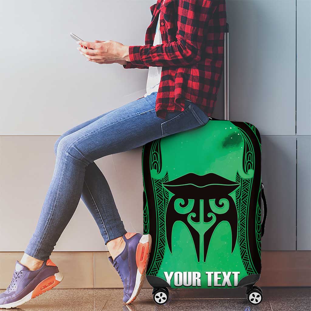 Personalised Moko Kauae New Zealand Luggage Cover Maori Chin Tattoo Green - Aussie Hoodie