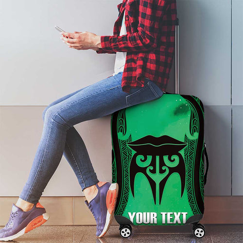 Personalised Moko Kauae New Zealand Luggage Cover Maori Chin Tattoo Green - Aussie Hoodie