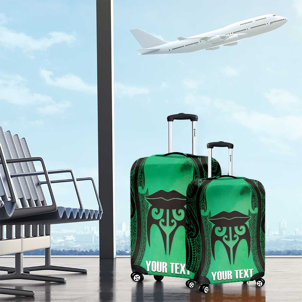 Personalised Moko Kauae New Zealand Luggage Cover Maori Chin Tattoo Green - Aussie Hoodie