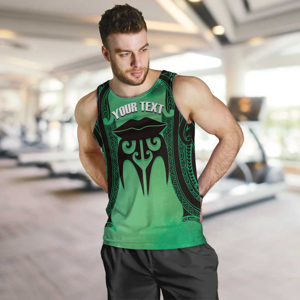 Personalised Moko Kauae New Zealand Men Tank Top Maori Chin Tattoo Green - Aussie Hoodie