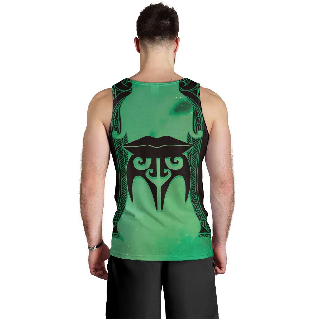 Personalised Moko Kauae New Zealand Men Tank Top Maori Chin Tattoo Green - Aussie Hoodie