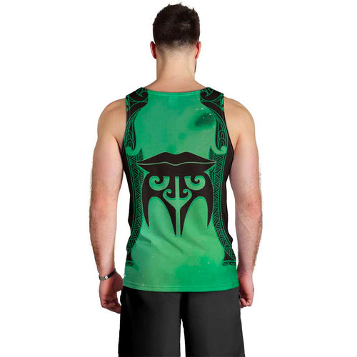 Personalised Moko Kauae New Zealand Men Tank Top Maori Chin Tattoo Green - Aussie Hoodie