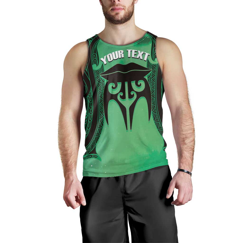Personalised Moko Kauae New Zealand Men Tank Top Maori Chin Tattoo Green - Aussie Hoodie