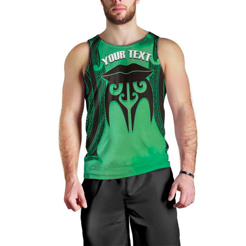 Personalised Moko Kauae New Zealand Men Tank Top Maori Chin Tattoo Green - Aussie Hoodie