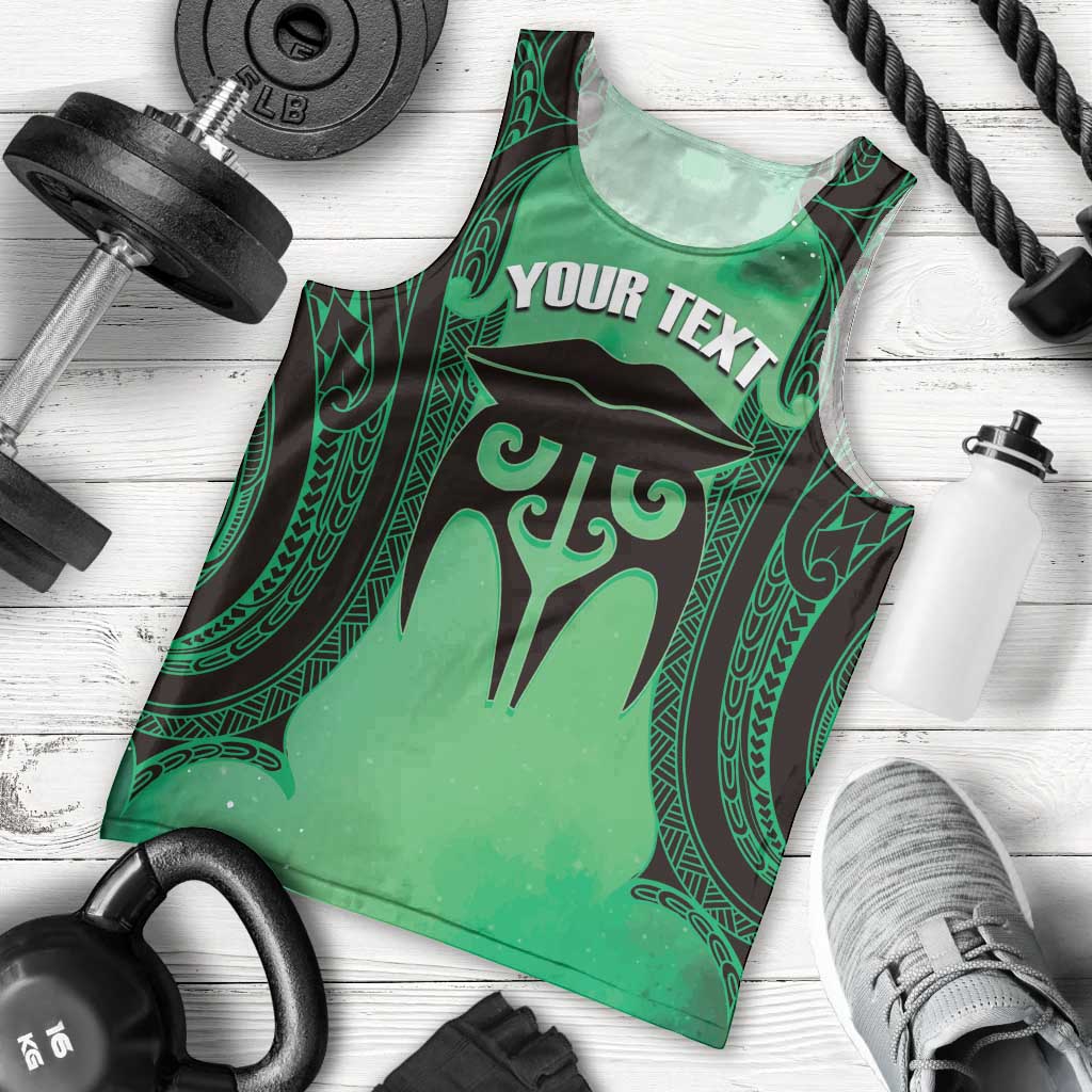 Personalised Moko Kauae New Zealand Men Tank Top Maori Chin Tattoo Green - Aussie Hoodie
