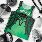Personalised Moko Kauae New Zealand Men Tank Top Maori Chin Tattoo Green - Aussie Hoodie