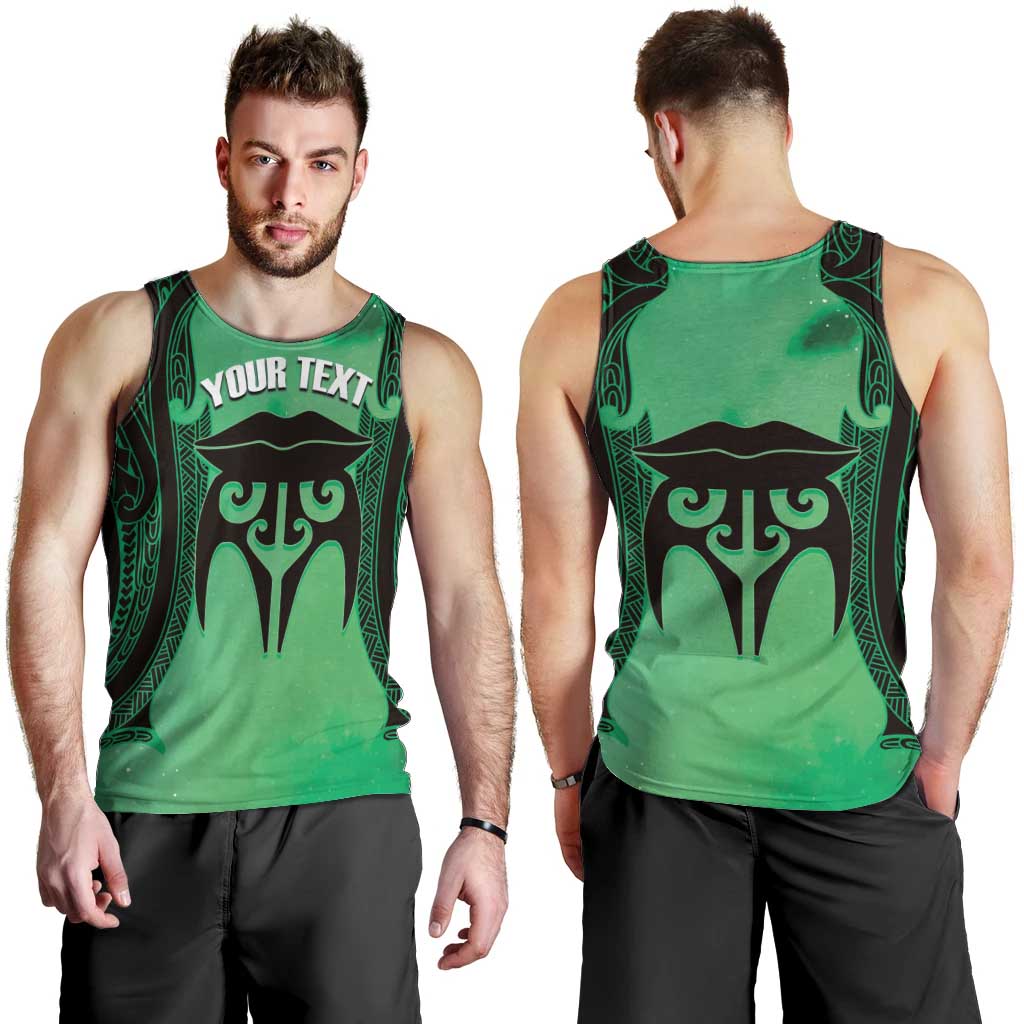 Personalised Moko Kauae New Zealand Men Tank Top Maori Chin Tattoo Green - Aussie Hoodie