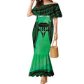 Personalised Moko Kauae New Zealand Mermaid Dress Maori Chin Tattoo Green - Aussie Hoodie