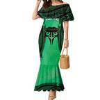 Personalised Moko Kauae New Zealand Mermaid Dress Maori Chin Tattoo Green - Aussie Hoodie