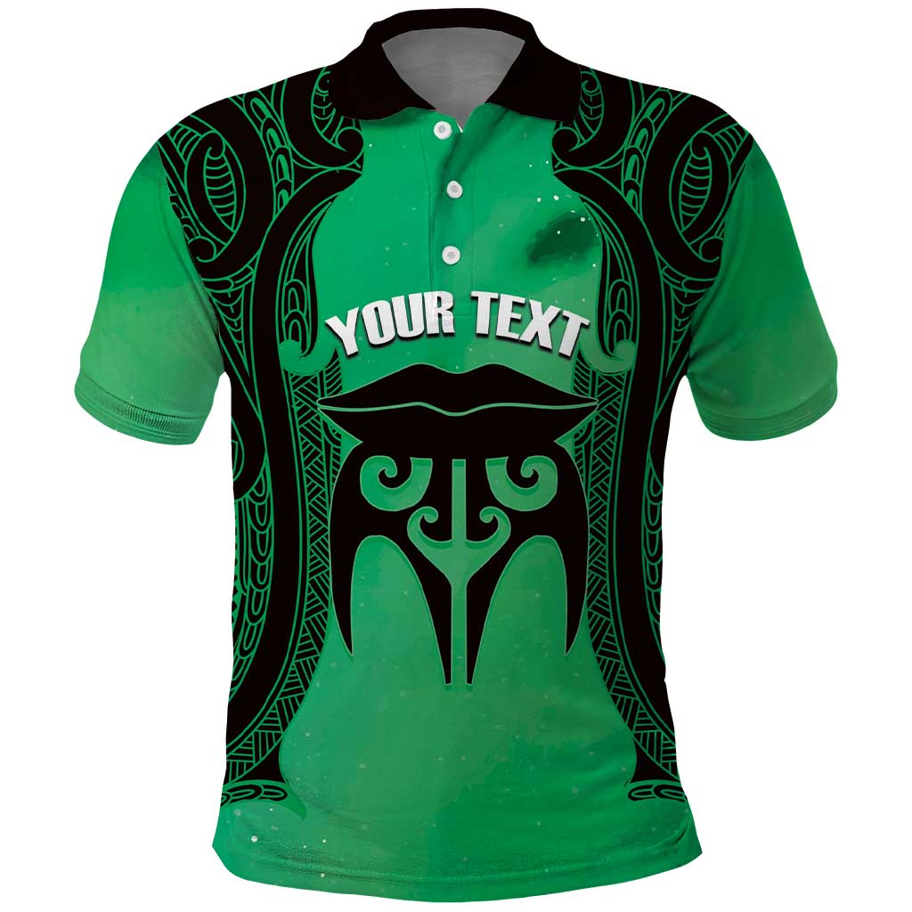 Personalised Moko Kauae New Zealand Polo Shirt Maori Chin Tattoo Green - Aussie Hoodie