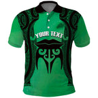 Personalised Moko Kauae New Zealand Polo Shirt Maori Chin Tattoo Green - Aussie Hoodie