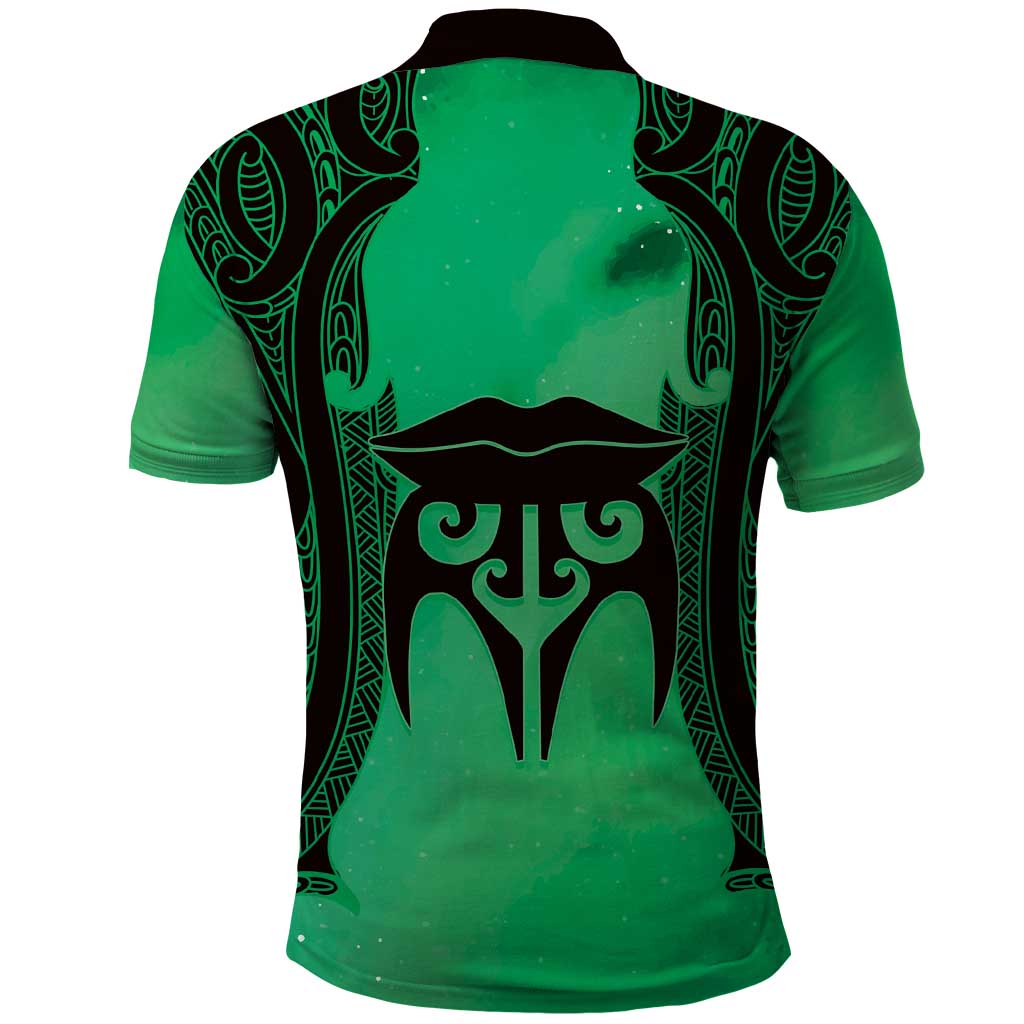 Personalised Moko Kauae New Zealand Polo Shirt Maori Chin Tattoo Green - Aussie Hoodie