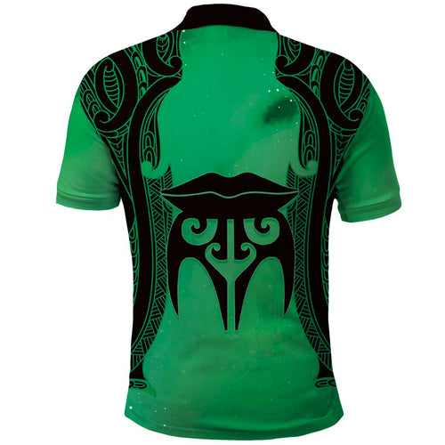 Personalised Moko Kauae New Zealand Polo Shirt Maori Chin Tattoo Green - Aussie Hoodie