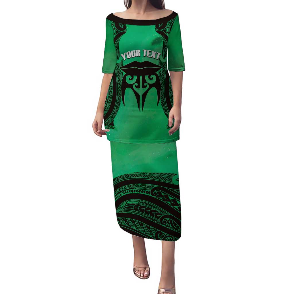 Personalised Moko Kauae New Zealand Puletasi Maori Chin Tattoo Green - Aussie Hoodie