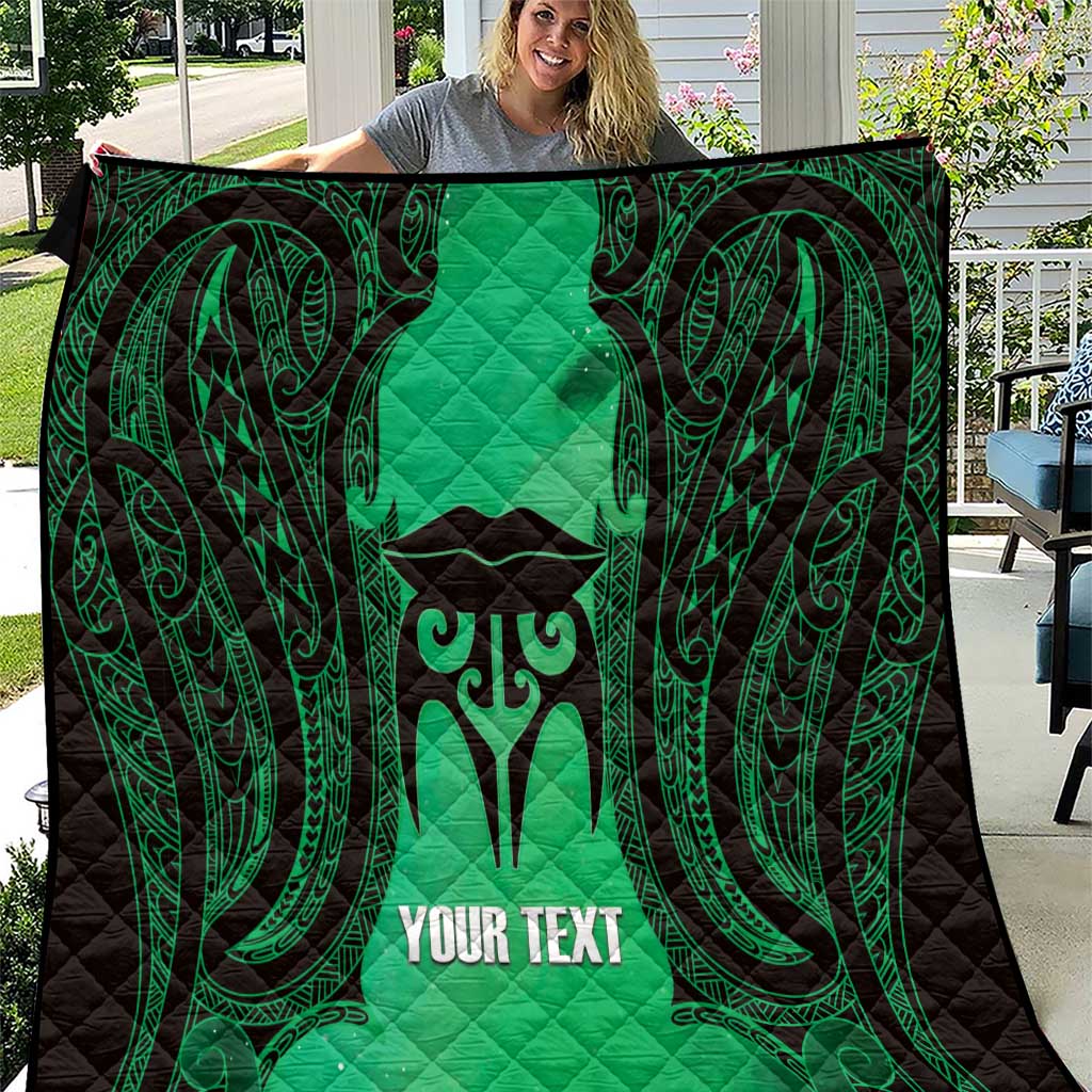 Personalised Moko Kauae New Zealand Quilt Maori Chin Tattoo Green - Aussie Hoodie