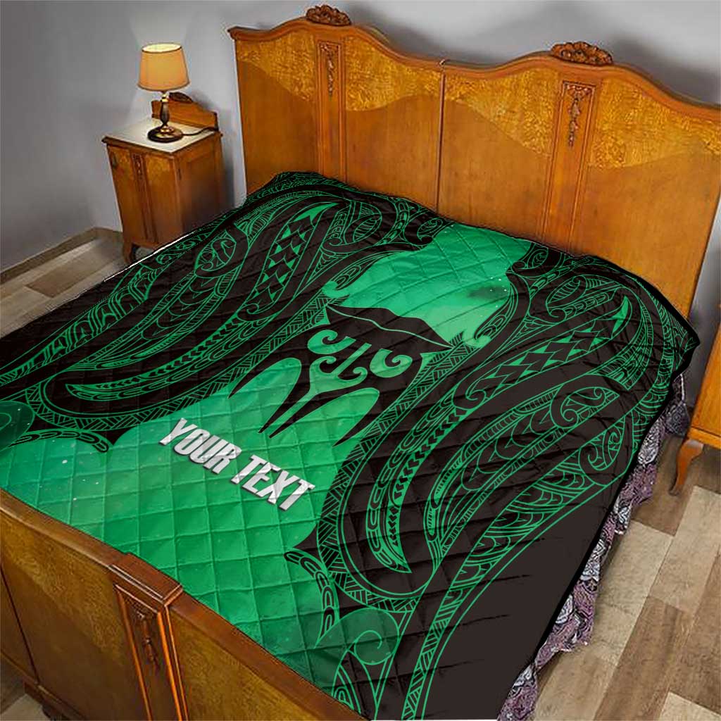 Personalised Moko Kauae New Zealand Quilt Maori Chin Tattoo Green - Aussie Hoodie