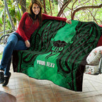 Personalised Moko Kauae New Zealand Quilt Maori Chin Tattoo Green - Aussie Hoodie