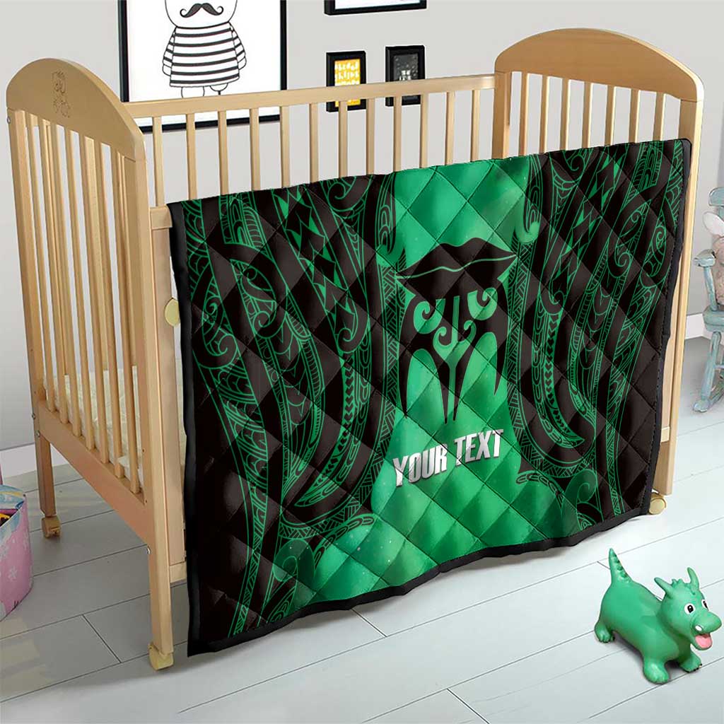 Personalised Moko Kauae New Zealand Quilt Maori Chin Tattoo Green - Aussie Hoodie
