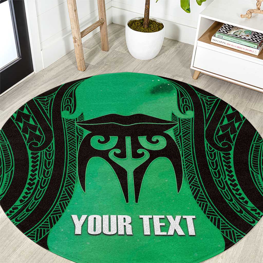 Personalised Moko Kauae New Zealand Round Carpet Maori Chin Tattoo Green - Aussie Hoodie
