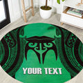 Personalised Moko Kauae New Zealand Round Carpet Maori Chin Tattoo Green - Aussie Hoodie