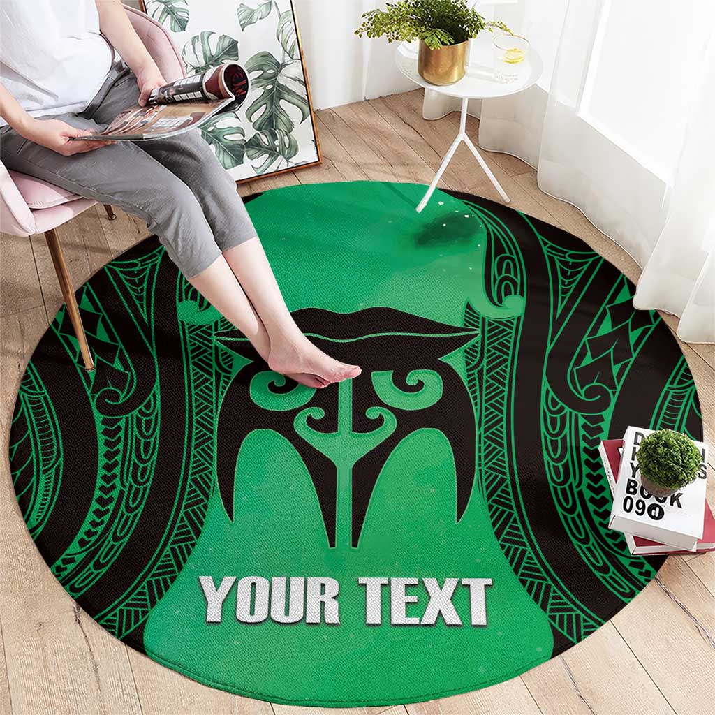 Personalised Moko Kauae New Zealand Round Carpet Maori Chin Tattoo Green - Aussie Hoodie