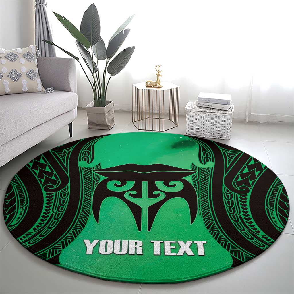 Personalised Moko Kauae New Zealand Round Carpet Maori Chin Tattoo Green - Aussie Hoodie