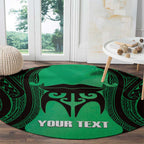 Personalised Moko Kauae New Zealand Round Carpet Maori Chin Tattoo Green - Aussie Hoodie