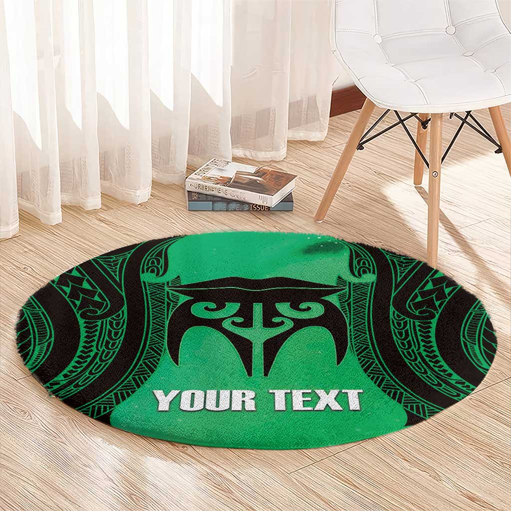 Personalised Moko Kauae New Zealand Round Carpet Maori Chin Tattoo Green - Aussie Hoodie