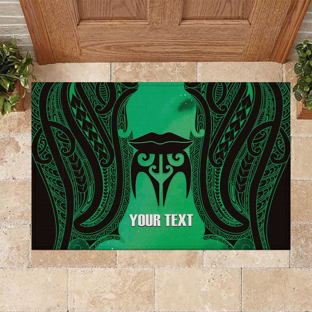 Personalised Moko Kauae New Zealand Rubber Doormat Maori Chin Tattoo Green - Aussie Hoodie