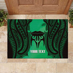 Personalised Moko Kauae New Zealand Rubber Doormat Maori Chin Tattoo Green - Aussie Hoodie