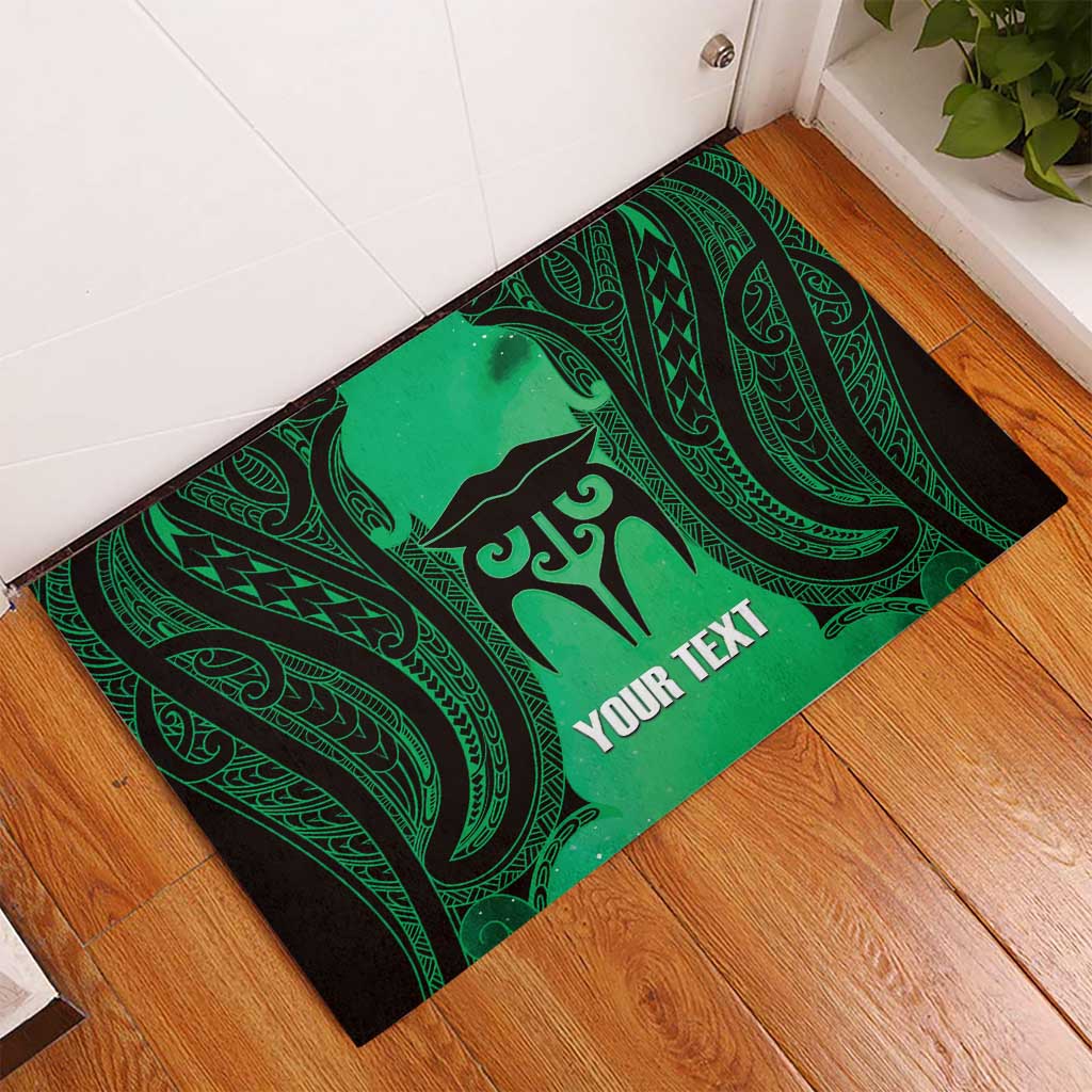 Personalised Moko Kauae New Zealand Rubber Doormat Maori Chin Tattoo Green - Aussie Hoodie