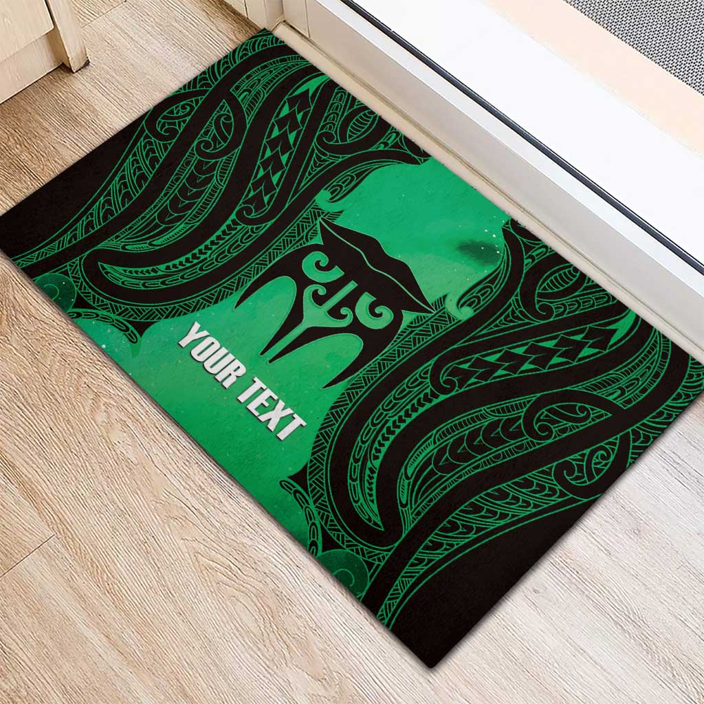 Personalised Moko Kauae New Zealand Rubber Doormat Maori Chin Tattoo Green - Aussie Hoodie