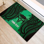 Personalised Moko Kauae New Zealand Rubber Doormat Maori Chin Tattoo Green - Aussie Hoodie