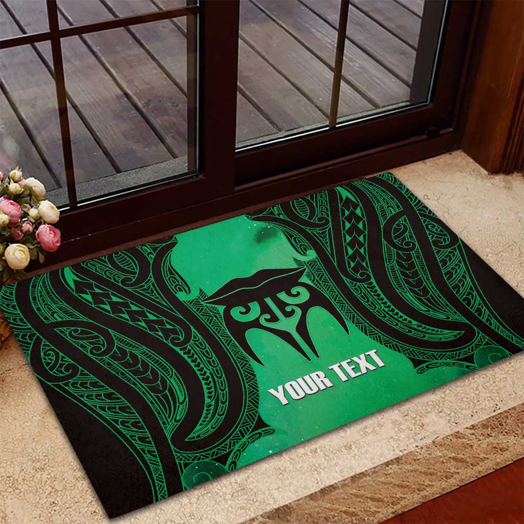 Personalised Moko Kauae New Zealand Rubber Doormat Maori Chin Tattoo Green - Aussie Hoodie