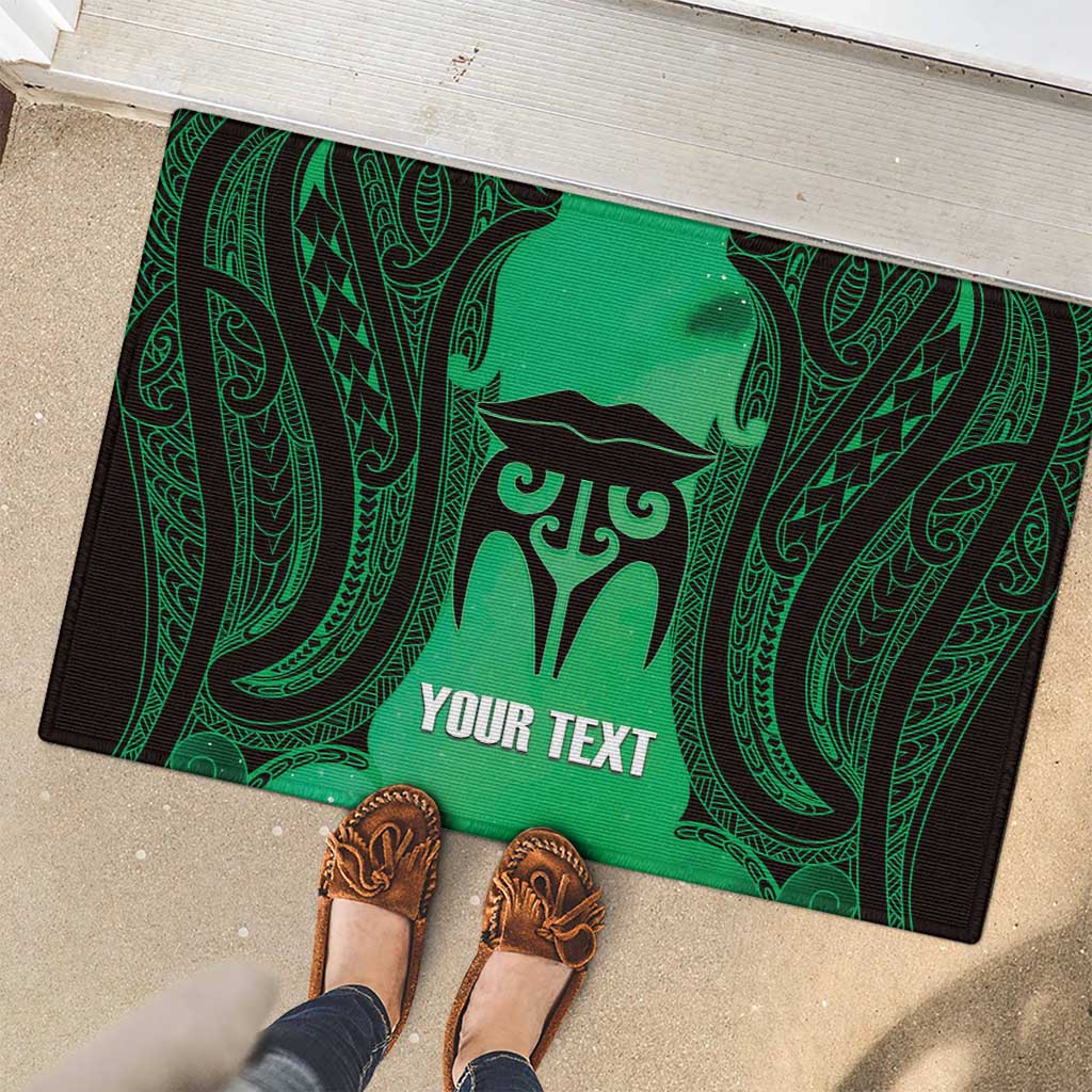 Personalised Moko Kauae New Zealand Rubber Doormat Maori Chin Tattoo Green - Aussie Hoodie