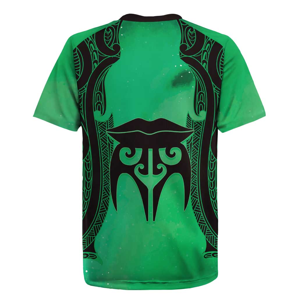 Personalised Moko Kauae New Zealand Rugby Jersey Maori Chin Tattoo Green - Aussie Hoodie