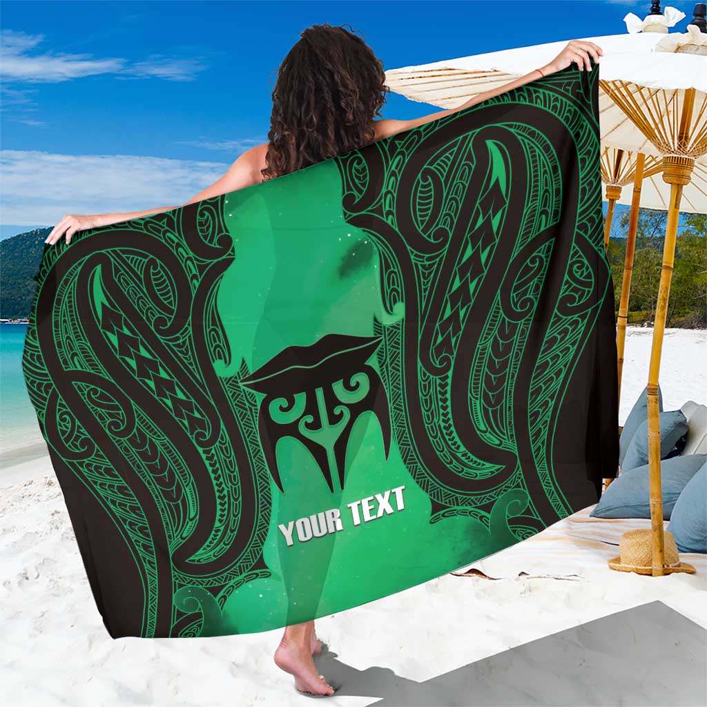 Personalised Moko Kauae New Zealand Sarong Maori Chin Tattoo Green - Aussie Hoodie