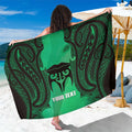 Personalised Moko Kauae New Zealand Sarong Maori Chin Tattoo Green - Aussie Hoodie