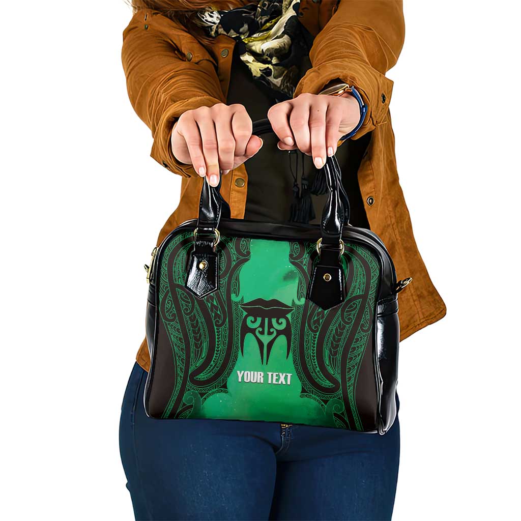 Personalised Moko Kauae New Zealand Shoulder Handbag Maori Chin Tattoo Green - Aussie Hoodie