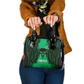 Personalised Moko Kauae New Zealand Shoulder Handbag Maori Chin Tattoo Green - Aussie Hoodie