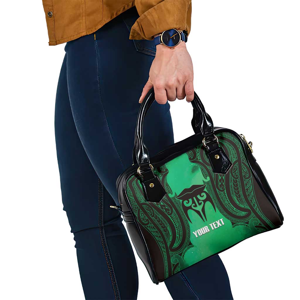 Personalised Moko Kauae New Zealand Shoulder Handbag Maori Chin Tattoo Green - Aussie Hoodie